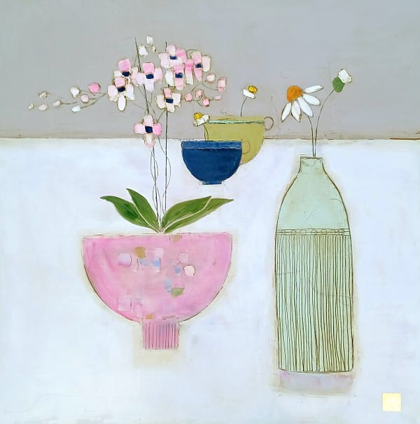 Breakfast with orchid and daisies